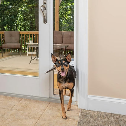 PetSafe Sliding Glass Pet Door - No-Cut DIY Install Doggy Door for Renters - Aluminum Frame - Adjustable Height 91 7/16" to 96" - Ideal for Medium Dogs Up to 40 lb - White
