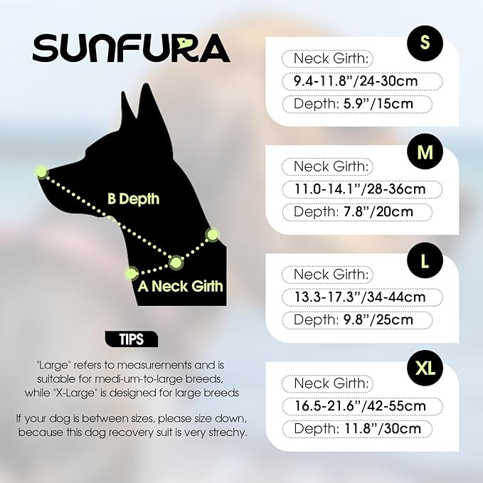 SUNFURA Dog Cone - Soft Cone for Dogs to Stop Licking, Pet E-Collar Alternative After Surgery, Adjustable Pet Recovery Collar for Wound Healing, Pine Green Small