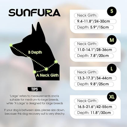 SUNFURA Dog Cone - Soft Cone for Dogs to Stop Licking, Pet E-Collar Alternative After Surgery, Adjustable Pet Recovery Collar for Wound Healing, Light Blue Medium
