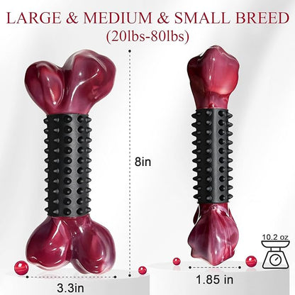 Apasiri Tough Dog Toys for Aggressive Chewers: Bacon Flavored Long Lasting Dog Bones for Large Dogs, Heavy Duty Nylon & Rubber Dog Chew Toys to Keep Them Busy, Medium & Large Breed (20-80 lbs), Black