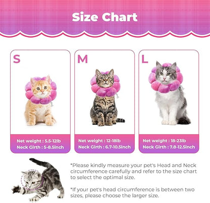 Flower Cat Cone, Uadonile Adjustable Cat Cone Collar, Soft Dog Elizabethan Collar Recovery E Collar After Surgery, Recovery E-Collar for Kittens/Puppies and Cats Recovery(Tie-dye Rose Purple, S)