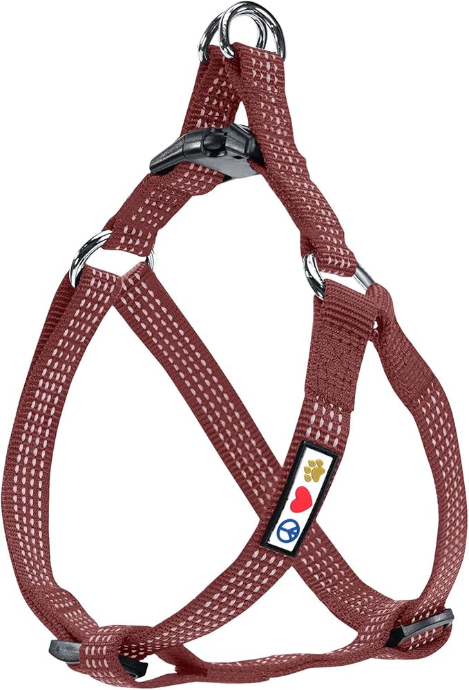 Pawtitas Reflective Step-in Dog Harness – Adjustable No-Pull Vest for Puppies to Seniors, Safe & Comfortable, S Marsala
