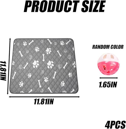 Puppy Pad with Pheromones, Training Pads for Dogs, 30x30cm Blue Bone Design, Includes 3 Random Color Bell Balls, Ideal for Puppy Potty Training, Senior Pet Care, and Travel