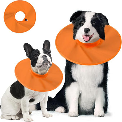 Dog Recovery Collar,Dog Soft Cone Collar Alternative After Surgery,Adjustable,Breathable E Collar for Large/Medium/Small Dogs Cats,Orange L