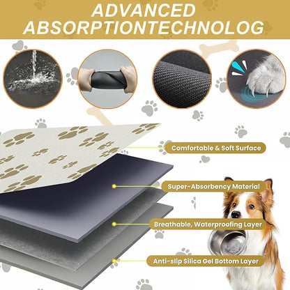 Pet Feeding Mat Dog Cat Food Mat Absorbent No Stains Quick Dry Rubber Bottom Anti-Slip Water Bowl Mats Easy to Clean for Indoor Pet Placemats Water Dispenser Mat