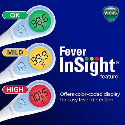 Vicks SpeedRead Digital Thermometer for Baby, Kids & Adults, Color-Coded Readings, Oral, Baby Rectal Thermometer or Under The Arm, Water Resistant (Pack of 2)