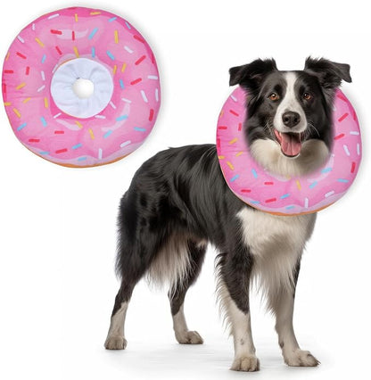 Dog Cones for Small Dogs,Comfortable Adjustable Soft Dog Cone After Surgery，Soft Protective Recovery Cone for Dogs and Cats,Washable Dog Elizabethan Collar Stop Licking Wounds (Donut Pink, XL)