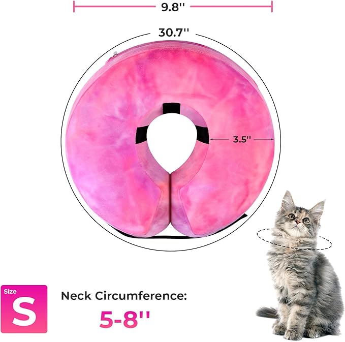 Dog Cone, Uadonile Inflatable Cone Collar for Dogs and Cats, Dog Neck Collar Recovery E-Collar Alternative After Surgery, Elizabethan Collar for Dogs Recovery(Tie-dye Rose Purple, S)