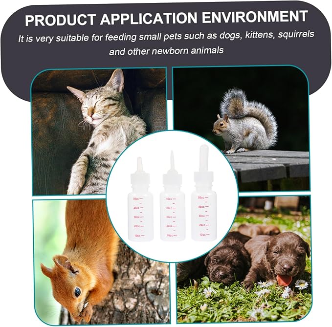 3pcs Pet Milk Bottle Kit Plastic Feeding Bottles for Nursing Puppies Kittens Portable Easy to Clean