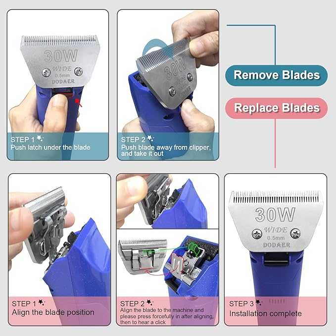 Professional Detachable Pet Dog Grooming Blades-Size 4FW Dog Grooming Wide Blade,Cutting Length 3/8",Compatible with Andi-s,Oster A5,Wahl km10 Clippers