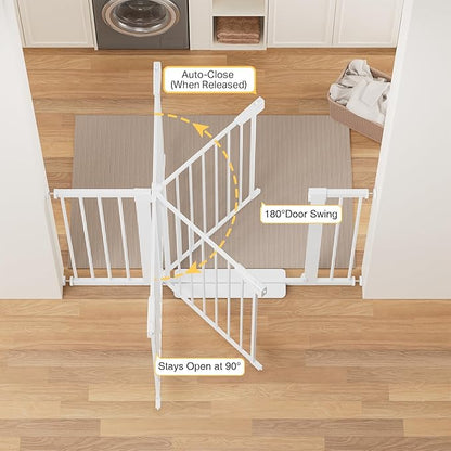 Cumbor 36" Extra Tall Baby Gate for Stairs, 29.7-48" Wide Dog Gates for Doorways, Auto Close Safety Gate for Babies and Pets, Easy Install, Pressure Mounted, Fits Doorways, Stairs, Entryways, White