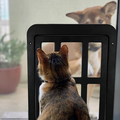 PETLESO Dog Door for Sliding Door, Lockable Dog Screen Door with Magnetic Closure Easy Install Pet Door for Dogs Cats, 11.2"x14.4" Black