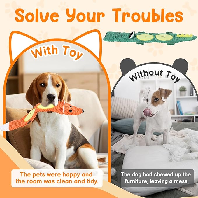 2 Pack Dog Toys for Aggressive Chewers - Interactive Dog Toys, Interactive Puppy Dog Chew Toys with Squeaker & No Stuffing Dog Puzzle Toy (Suitable for Small and Medium Dogs)