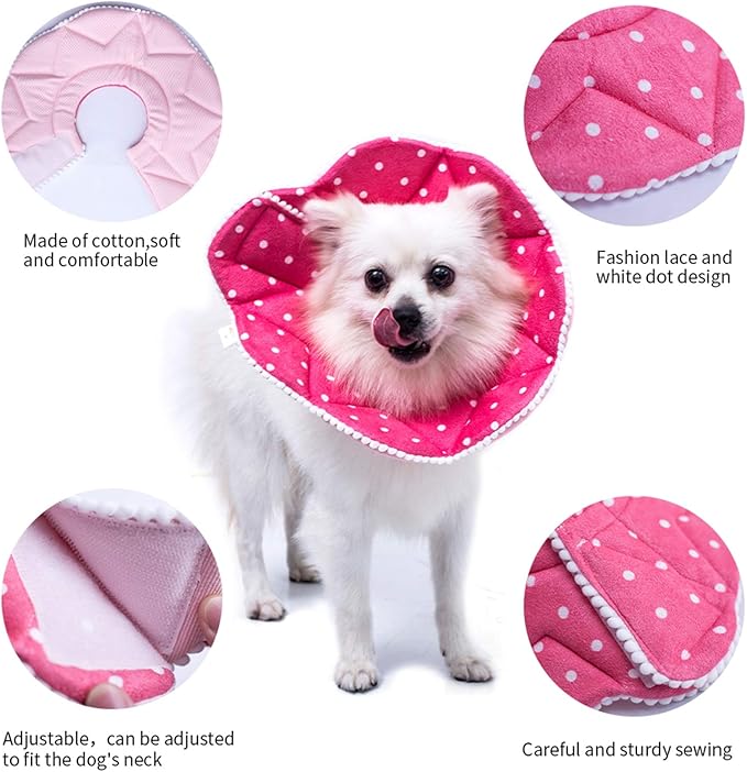 Adjustable Dog Cat Cone,Soft Recovery Cat Cone Collar,Dog Protective Collar for Cats Surgery,Pink,Small,Medium (Pink, Medium)