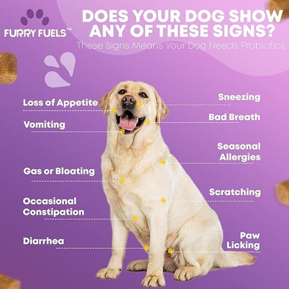 Dog Probiotics for Digestive Health - 120 Dog Chews - Probiotics for Dogs - Dog Probiotics for Yeast, Itchy Skin and Itchy Ears, Yeast Infection Treatment for Dogs - Flora Balance, Immune Support