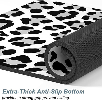 Rnivvi Dog Food Mat, 12" x 19" Leopard Absorbent Dog Cat Bowl Mat for Food and Water, Cute Anti-Slip Rubber Pet Feeding Rug Protect Floors, Puppy Placemat for Feeding & Watering Supplies, Leopard