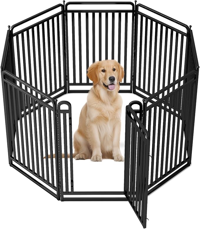 New Thickened Version Dog Playpen, 40 Inch Dog Fences for The Yard, Portable Outdoor Dog Playpen for Large/Medium/Small Dogs, Foldable Metal Dog playpen, with Doors (8 Panels, 40 Inch)