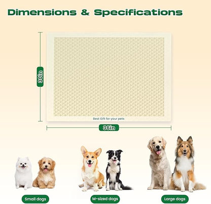 Puppy Pads 50 Count 30"x36" Pee Pads for Dogs Deodorizing Leakproof Quick Drying Dog Pee Pads Super Absorbent Disposable Bamboo Training Pads with Adhesive Tabs