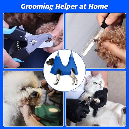 ATESON Pet Grooming Hammock for Medium/Large Dogs with Nail Clippers/Nail Trimmers/Grooming Scissors, Dog Grooming Harness for Nail Trimming, Pet Grooming Sling Helper