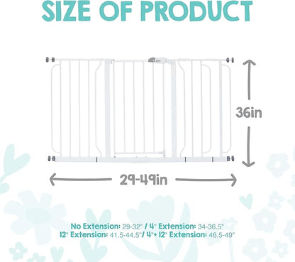 Regalo Safety 36" Extra Tall and 49" Wide Baby Gate for Doorways & Bottom of Stairs, Pressure Mounted Walk Through Baby Gate for Toddlers & Pets, Tested & Safe, American Designed, American Owned