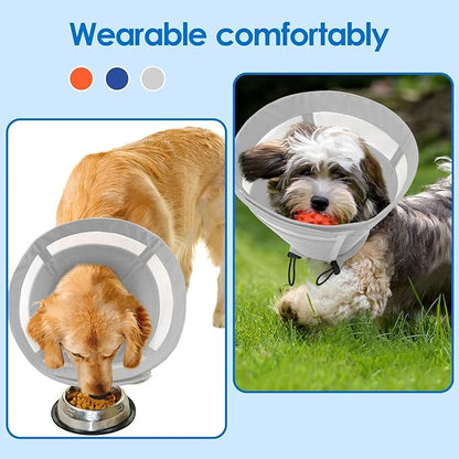 SAWMONG Soft Cone for Dogs – Medium Dog Recovery Collar, Adjustable E-Collar to Stop Licking After Surgery (M, Gray)
