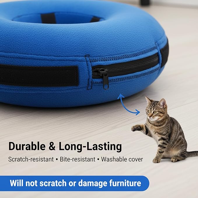 Inflatable Dog Cone Collar Alternative, Soft Dog Cone for Medium Large Dogs and Cats,Pet Neck Recovery ECollar Donut Collar After Surgery (Blue, M2)