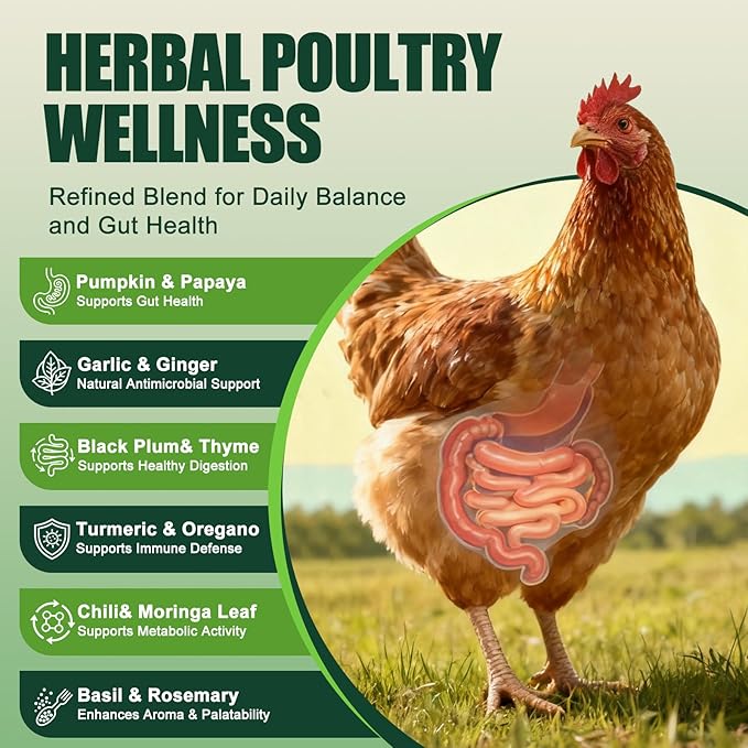 Natural Chicken De-wormer Powder (1.3 LB) | All-Natural Herbal Poultry Wormer for Laying Hens | Egg-Safe & Gentle for All Ages | Made in USA