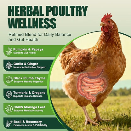 Natural Chicken De-wormer Powder (1.3 LB) | All-Natural Herbal Poultry Wormer for Laying Hens | Egg-Safe & Gentle for All Ages | Made in USA