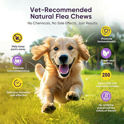 Fleas Ticks Treatment Dog Oral Chewables Support Supplement Breeds and Ages