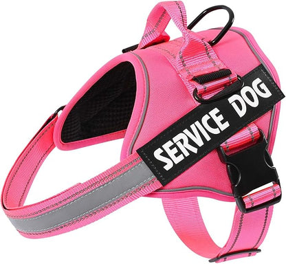MUMUPET Service Dog Vest Harness, No Pull Reflective Adjustable with Handle, Soft Breathable Padding for Small Dogs, 2 Removable Velcro Patches (Hot Pink, XS)