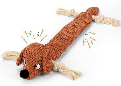 Letsmeet Dog Toys,Squeaky Dog Chew Toy with Crinkle Paper,Interactive Tough Plush Rope Toys for Small Medium Large Dogs with Gift Boxes