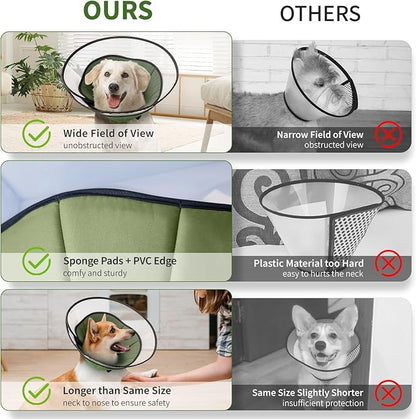 Soft Dog Cone Collar for Large Medium Dogs After Surgery, Adjustable Recovery Lightweight Elizabethan Collar for Dogs to Stop Licking (L)