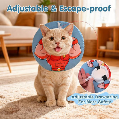 BEAUTYZOO Cat Cone Collars Soft, Cat Recovery E Collars After Surgery to Stop Licking, Adjustable Elizabeth Circle Collar Cute Pet Donut Pillow for Cats Kitten Small Dogs, Dark Blue M