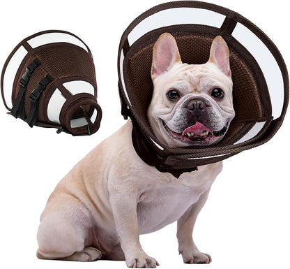 Allroaring Dog Cones for Large Dogs, Soft Dog Cone to Stop Licking After Suergery, Comfy Pet Recovery Collars & Cones for Hot Spots Wound Healing, Comfy Elizabethan Collar Brown L