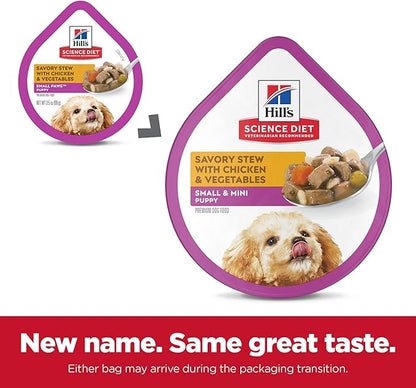 Hill's Science Diet Puppy Small & Mini Wet Dog Food, Chicken & Vegetables, 3.5 oz. Trays, 12-Pack