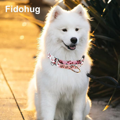 Reflective Martingale Collar for Dogs Nylon Training Collar with No Buckle No Pull Cute Dog Collar for Small Dogs（Pink Cherry，S）