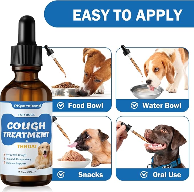 Cough Treatment for Dogs - Relives Sore Throat, Dry & Wet Cough - Trachea Collapse and Respiratory Support - Immune Supplement for Dogs - Natural Herbal Remedy 2 oz