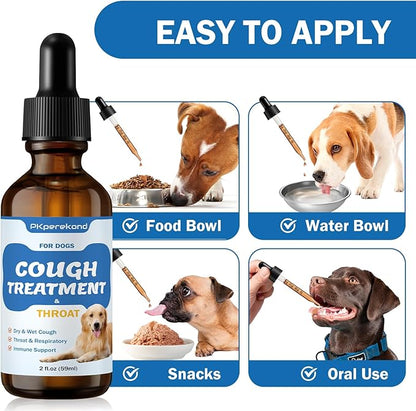 Cough Treatment for Dogs - Relives Sore Throat, Dry & Wet Cough - Trachea Collapse and Respiratory Support - Immune Supplement for Dogs - Natural Herbal Remedy 2 oz