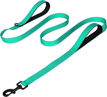 Joytale Dog Leash Heavy Duty for Large Dogs that Pull, Double Handle for Traffic Control, Double-Sided Reflective Leashes for Large Medium Dogs Night Safety, 5FT, Teal