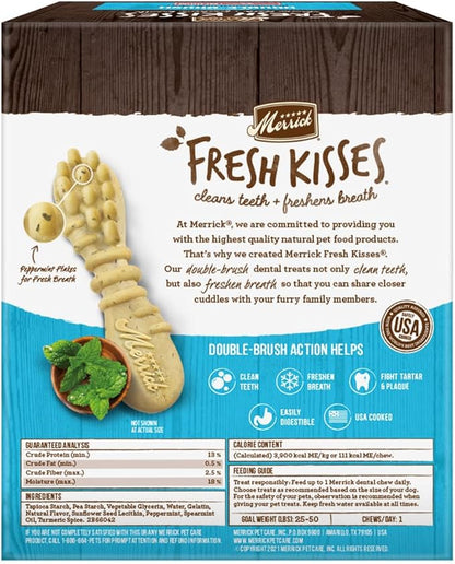 Merrick Fresh Kisses Dog Dental Chews Infused With Real Mint for Medium-Sized Dogs, Grain-Free Pet Treats, 23.0 oz. Box
