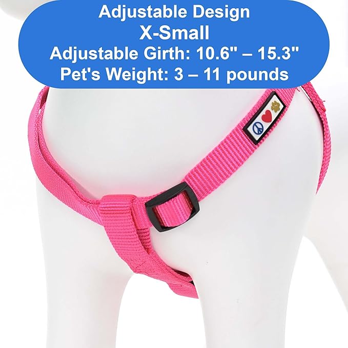 Pawtitas Solid Step-in Dog Harness – Adjustable No-Pull Vest for Puppies to Seniors, Safe & Comfortable XS Pink