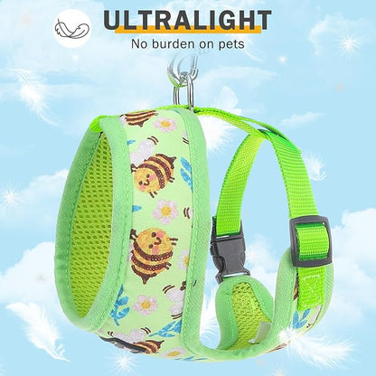 SCENEREAL Small Dog Harness and Leash Collar Set - No Pull Dog Harness for Small & Medium Sized Dogs - Soft Mesh Vest for Puppies, Chihuahua, Yorkie, Spring Summer Hiking Walking, Green Bee M