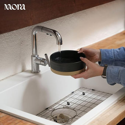 Mora Ceramic Pet Bowl Size Medium - Food/Water Dish for Large Puppies, Cats, Retrievers, Medium Sized Dogs, ect. 28oz or 4 Cups - Basic Bowls for Your Dog or Cat, Mix and Match for a Set - Liquorice