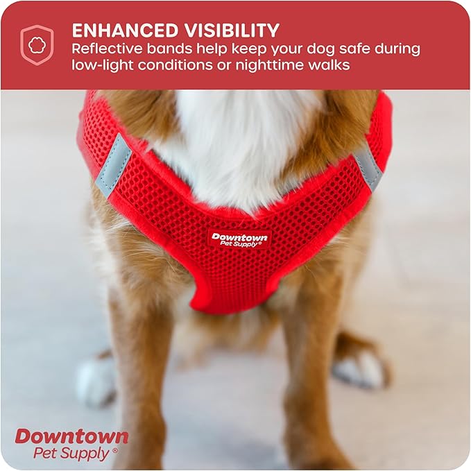 Downtown Pet Supply Step-in Dog Harness – No Pull, Adjustable Padded Mesh with Reflective Trim, Secure Buckle Strap – Comfortable & Breathable Small Dog Harness, XX-Large, Red