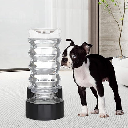 RIZZARI Dog Water Bowl Dispenser : 8L Gravity Large Black Stainless Steel Automatic Feeder with Triple Filter - No Spill - Easy Clean - for Energetic Dog Owners - Multi-Pet Families -Backyard -Balcony