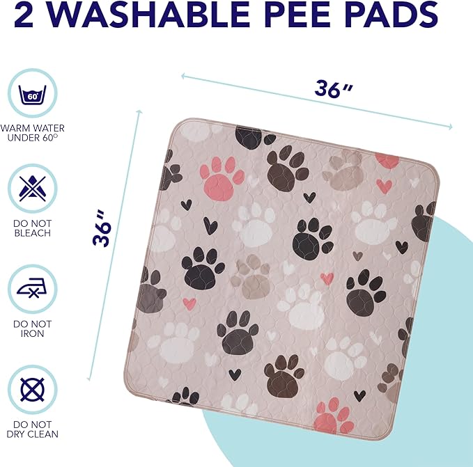 PUPIBOO Washable Pee Pads for Dogs & Cats - Super Absorbent Reusable Puppy Training