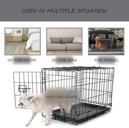 Washable Dog Bed Mat Ultra Soft Dog Crate Pad Comfy Fluffy Pet Kennel Beds Sleeping Mattress for Large Jumbo Medium Small Dogs, 35 x 22 Inch, Gray