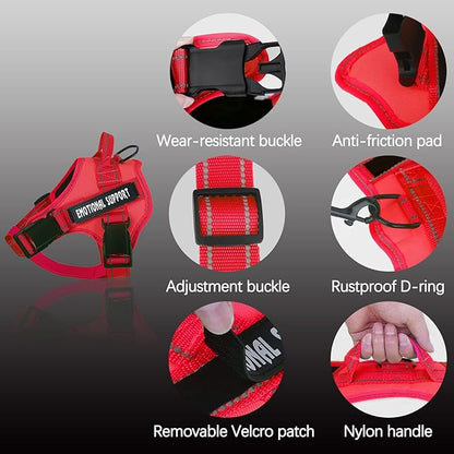 voopet Service Dog Harness, Emotional Support Pet Vest Harness, Reflective Breathable & Adjustable No Pull ESA Harness for Small Medium Large Dogs (with 4 PCS Removeable Tags),X Small (Pack of 1)