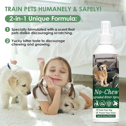 Bitter Apple Spray for Dogs 250ML - No Chew Spray for Cats to Prevent Scratching, Dog Repellent & Anti Chew Spray to Stop Dogs from Chewing Furniture, Pet Training Aid