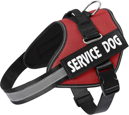 MUMUPET Service Dog Harness, No Pull Reflective Adjustable Vest with Handle, Soft Breathable Padding for Small Dogs, 2 Removable Velcro Patches (Red, S)